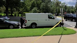 Capitol police k9s clear vehicles near United States Capitol