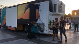 Innovative 'Cinema Bus' entertains children in the Gaza Strip