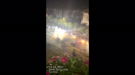Partizan Fans light Flares at streets of New Belgrade (Serbia)