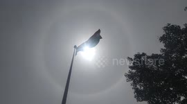 Sun halo or 22 degree halo is seen in South India