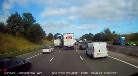 Friday the 13th on the M6. Accident squashing van with a HGV closing the M6