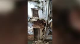 Watch moment 100-year-old house slowly collapses in India