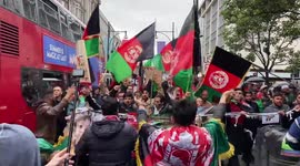 Protesters march through Central London in support of Afghanistan, 21 August 2021