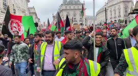 Protesters march through Central London in support of Afghanistan, 21 August 2021