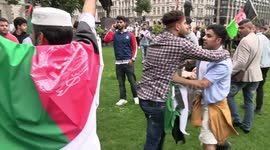 Ugly scenes as scuffles break out at Afghan solidarity protest in London