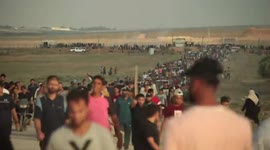 Demonstration near the border fence with Israel east of Gaza City