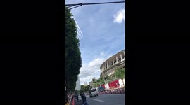 Japanese Aerobatic Team Blue Impulse jets Practice Run before the Paralympic Opening Ceremony