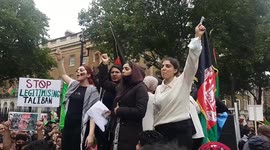 Female protesters in London call for women's rights in Afghanistan
