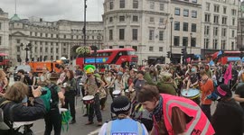 The first day of Extinction Rebellion kicks off in trafalgar square