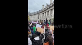 People in London protest to show solidarity with the people of Afghanistan. UK