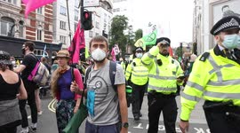 MET Police files in during Extinction Rebellion Day 1 Protests at St Martin's Lane, Covent Garden London