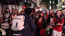Extinction Rebellion drummers moved to Leicester Square, London, on 23rd August 2021