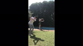 South African couple performs awesome golf trick shot