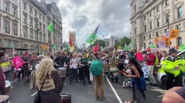 Hundreds of Extinction Rebellion activists disrupt traffic by blocking Whitehall