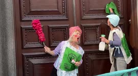 Extinction Rebellion activists 'clean' outside of HMRC building in latest protest