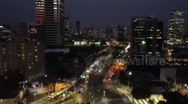 Intense traffic on Marginal Pinheiros in São Paulo, Brazil