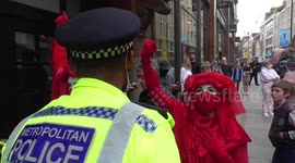 Excitation Rebellion the moment the red lady's denied enter to main part of the protest