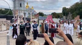 Performance about Crimea occupation in Kyiv, Ukraine