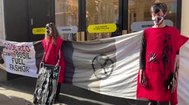 Eco-protesters block Oxford Street and entrance of Selfridges building