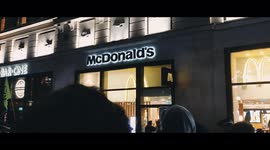 Xr protesters occupy Leicester Square outside McDonald stopping entry to the restaurant