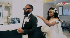 Groom AWE-STRUCK watching bride in wedding dress