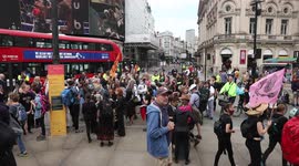 Extinction Rebellion Protestors gathered ahead of time at Piccadilly Circus for third day of Protests