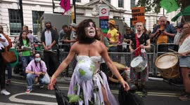 'The Forest is Still Alive, Breathing', chanted women dressed as Mother Nature at Extinction Rebellion's 3rd day of Protests against genocide in Brazil.