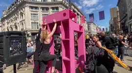 Extinction Rebellion activists blocks London’s Oxford Circus in the third day of two week UK Rebellion