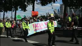 Third day of 'Extinction Rebellion' climate protest in London, UK