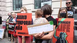 Baby protesting at Extinction Rebellion day 3 at Brazilian Embassy in London