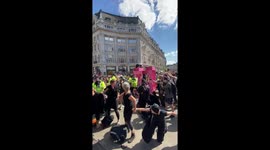 Extinction Rebellion Protest blocks off Oxford Circus, Oxford Street and Regent Street