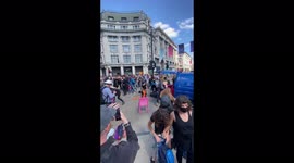 Extinction Rebellion protest sets up at Oxford Circus interesting