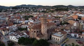 Calde de Montbui aerial shoot, spanish town roman age