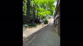 Parkour, long jumps on the streets of London, UK