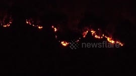 Wildfire burns near Sao Paulo highway