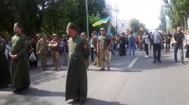 Crimean Tatars on the march of veterans in Kyiv, Ukraine