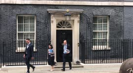 UK Home Secretary Priti Patel leaves 10 Downing Street after COBRA meeting on explosions in Afghanistan