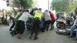Bajaj Destroyed Hit by Train In Central Jakarta Indonesia