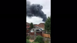 Huge cloud of smoke due to a fire near the Leamington Spa, UK