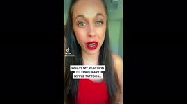 Breast Cancer Survivor who lost her breasts and nipples tries temporary nipple tattoos for the first time