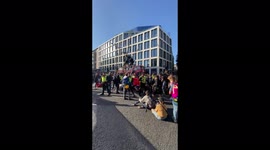 Extinction Rebellion block Canon street outside Mansion House Station