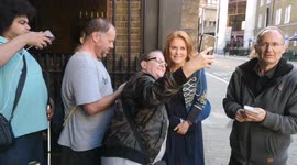 Sarah Ferguson, Duchess of York takes selfies with fans outside LGBT awards
