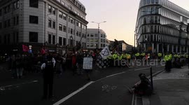 Extinction Rebellion Block Cannon Street As Police Stand Watch
