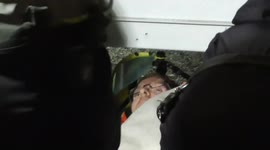 Police use hammers and other tools to get Extinction Rebellion protester out from under lorry
