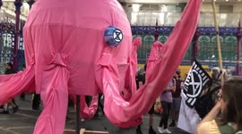 Animal Rebellion protesting against meat in Smithfield Market in London