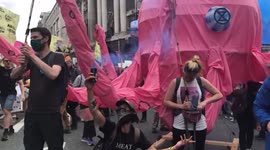 Now Animal Rebellion protesters stop traffic in central London - with a giant octopus puppet