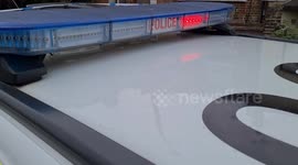 police emergency lights on police cop car incident Hertfordshire uk