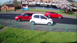 Hit-and-run driver bashes parked vehicle while attempting three point turn