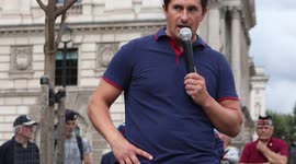 Johnny Mercer Tory MP giving a speech at the National Veterans Day of Protest held by Rolling Thunder UK