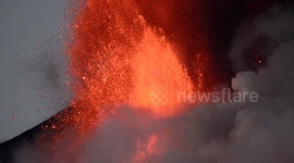 Mount Etna in Sicily erupts spectacularly spewing lava hundreds of metres into the air